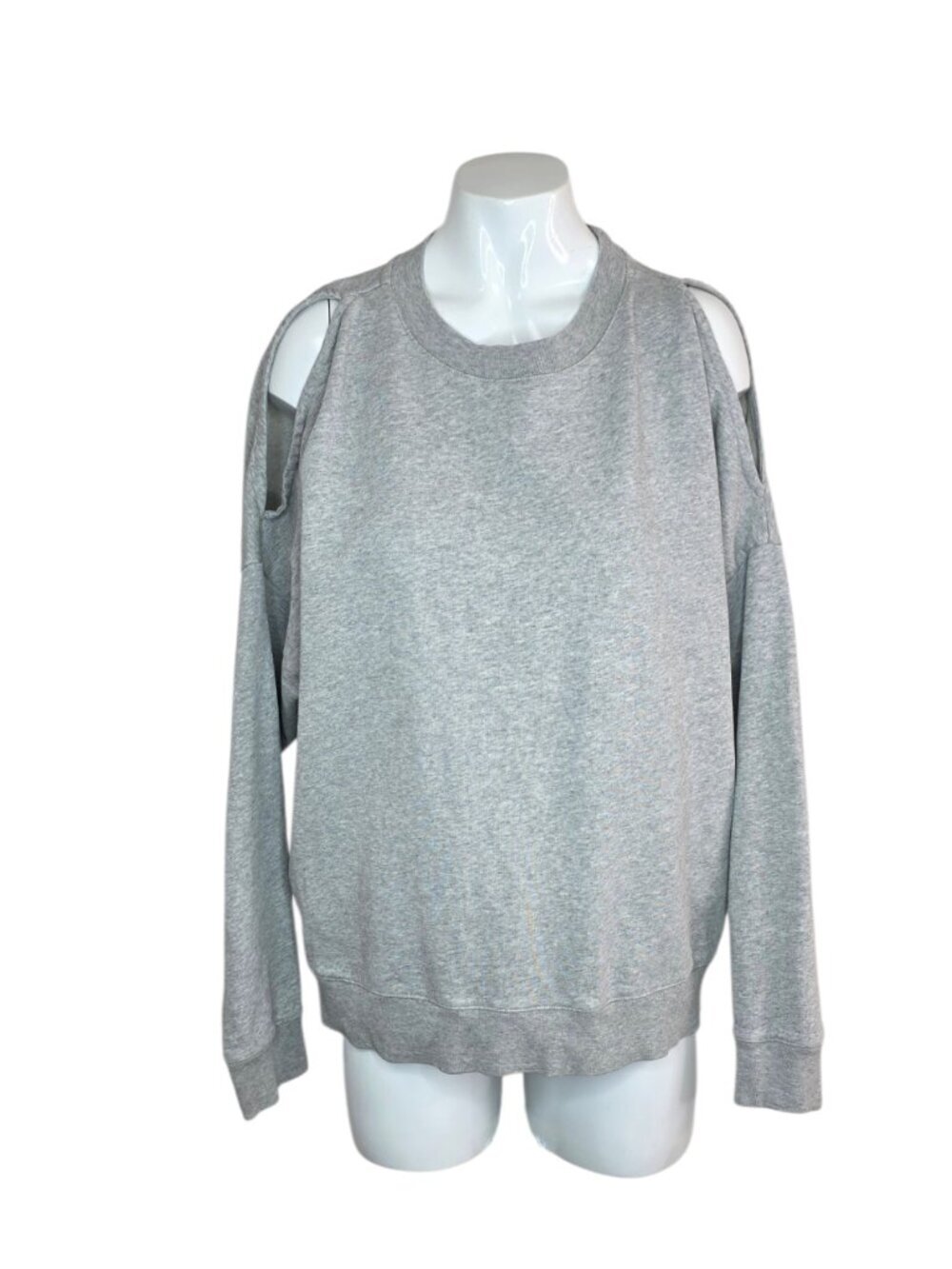 ALL SAINTS Unai Oversize Open Shoulder Sweatshirt, Heathered Grey, Sz XS